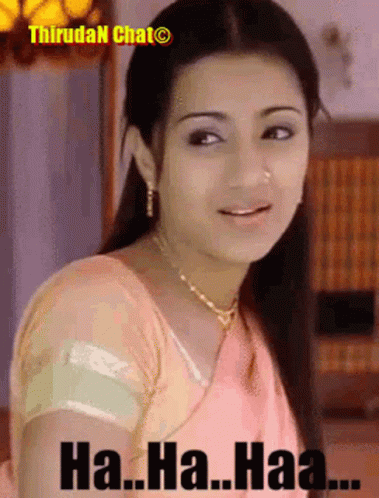 Woman in Saree Laughing Ha Ha Haa
