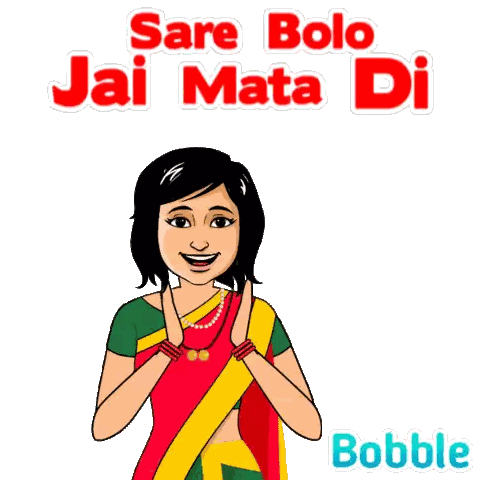 Woman in Sari Saying Sare Bolo Jai Mata Di