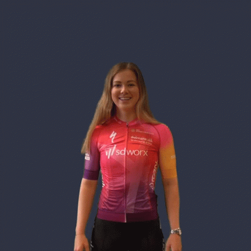 Woman in SD Worx Shirt Arms Up
