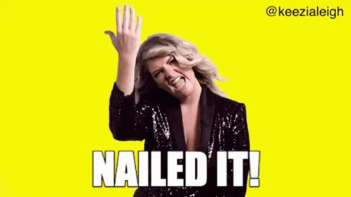 Woman In Sequined Jacket Making Funny Face Saying Nailed It GIF