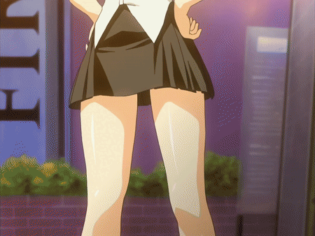 Woman In Short Skirt Standing Before Fun Sign GIF