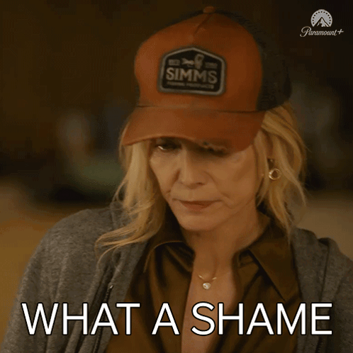 Woman In Simms Hat Says What A Shame GIF