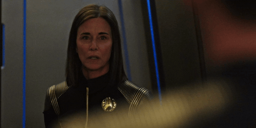 Woman in Star Trek Uniform Saying What the Hell