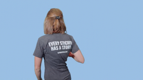 Woman in Sticker Giant T-Shirt Holding Can of Beans