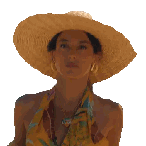 Woman in Straw Hat and Yellow Scarf