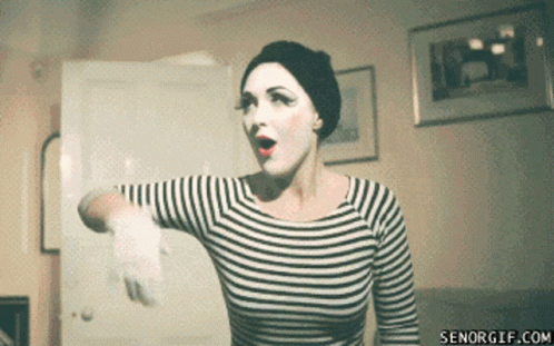 Woman In Striped Shirt And White Gloves Senorgif.com GIF