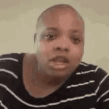Woman in Striped Shirt Making Funny Face