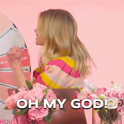 Woman in Striped Shirt Saying Oh My God