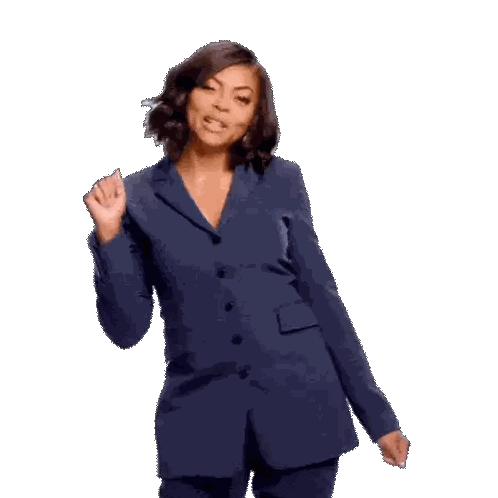 Woman in Suit Dancing Before Heart Balloon