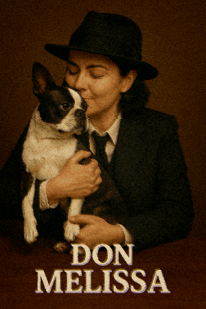 Woman in Suit Holding Dog Don Melissa