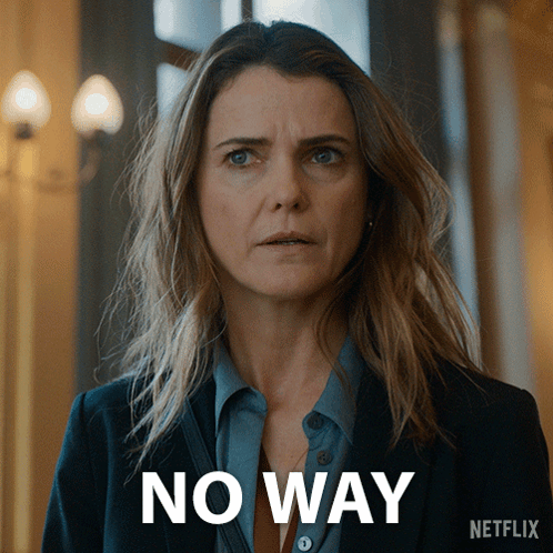 Woman in Suit Saying No Way