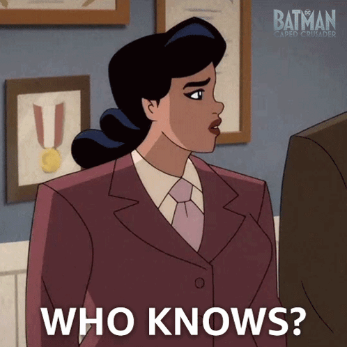 Woman in Suit Saying Who Knows