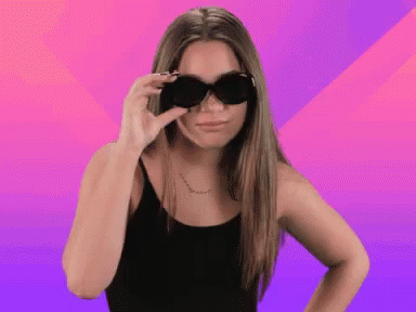 Woman In Sunglasses And Black Tank Pink Purple GIF