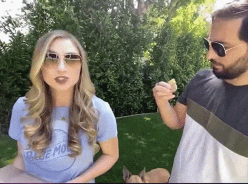 Woman In Sunglasses And Blue Moon Shirt GIF