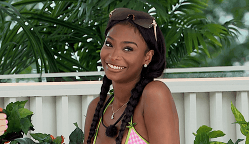 Woman in Sunglasses and Braided Hair Smiling