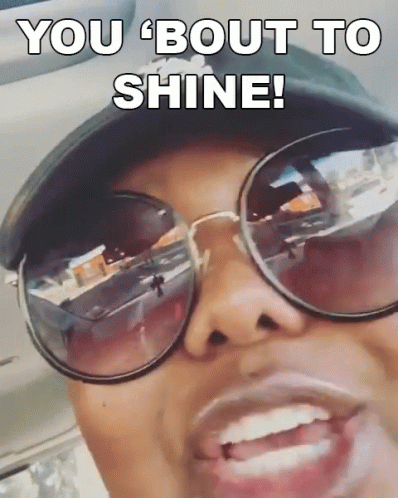 Woman in Sunglasses and Hat Says You About to Shine