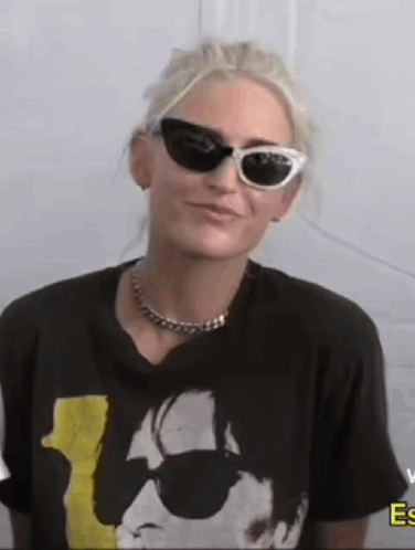 Woman in Sunglasses and Man Print T-Shirt