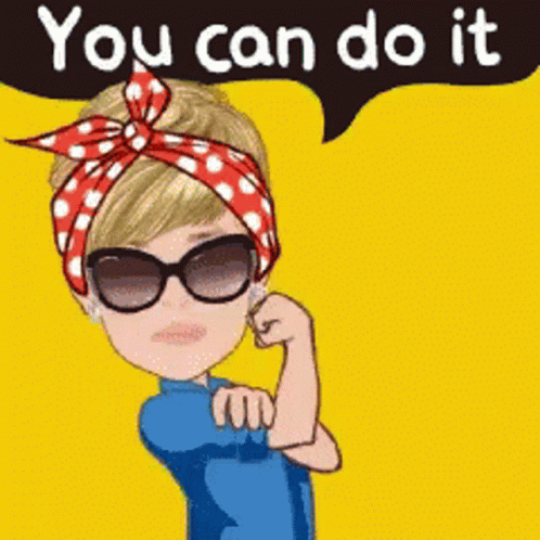 Woman In Sunglasses And Polka Dot Headband Saying You Can Do It GIF