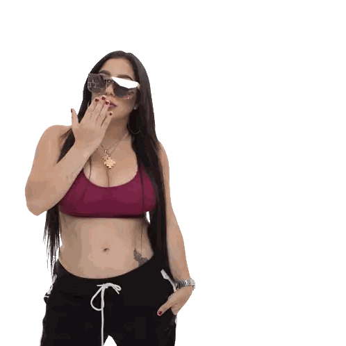 Woman in Sunglasses and Purple Top With I Love You Tattoo