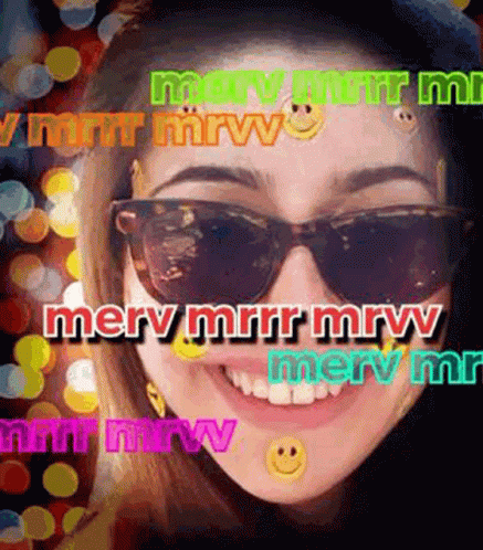 Woman in Sunglasses Saying Merry