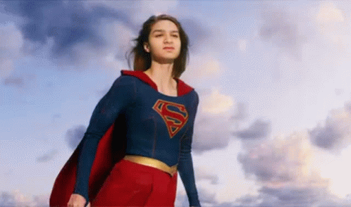 Woman in Superman Costume and Cape