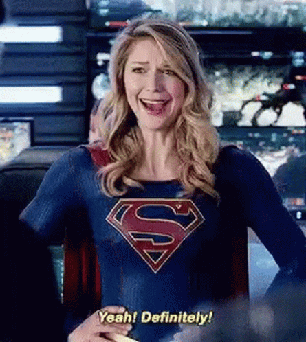 Woman In Superman Costume Laughing Yeah Definitely GIF