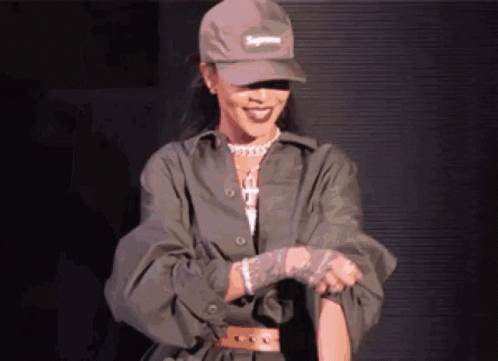 Woman In Supreme Hat And Green Jacket GIF