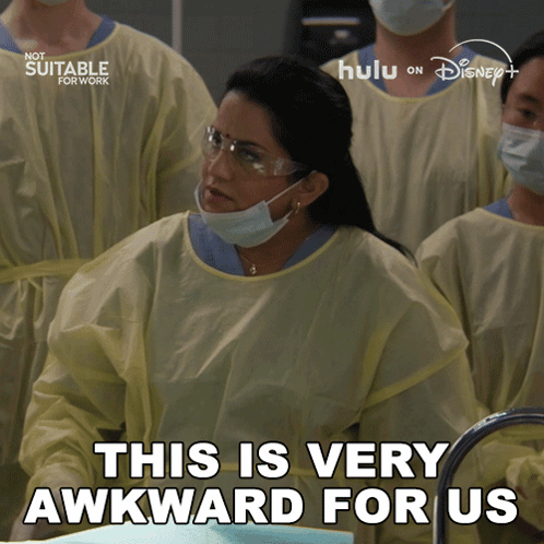Woman in Surgical Gown Says This Is Very Awkward For Us