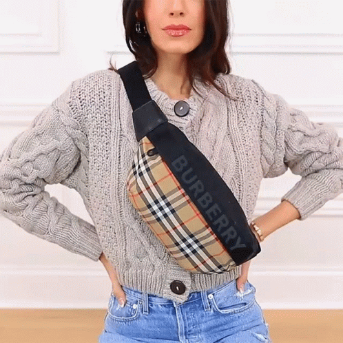 Woman in Sweater and Burberry Bag