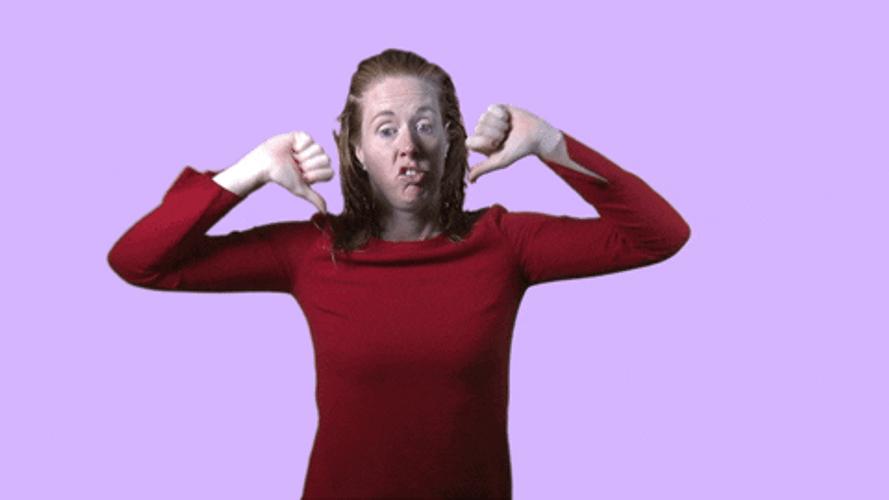 Woman In Sweater Booo Thumbs Down GIF