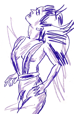 Woman In Swimwear Sketch Vibrate Effect GIF