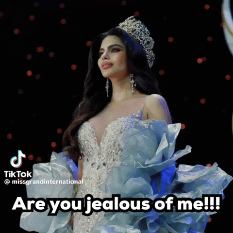 Woman In Tiara And Blue Dress Are You Jealous Of Me GIF