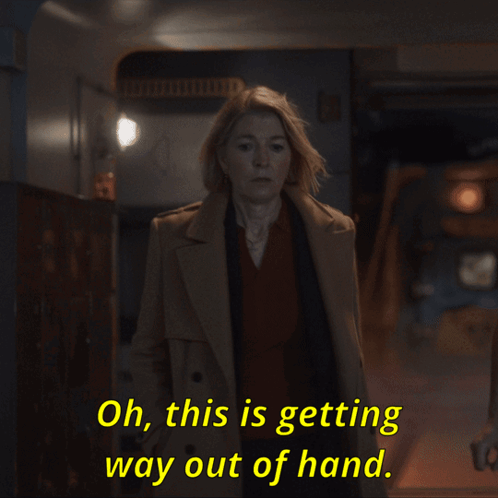 Woman in Trench Coat Saying Oh This Is Getting Way Out of Hand