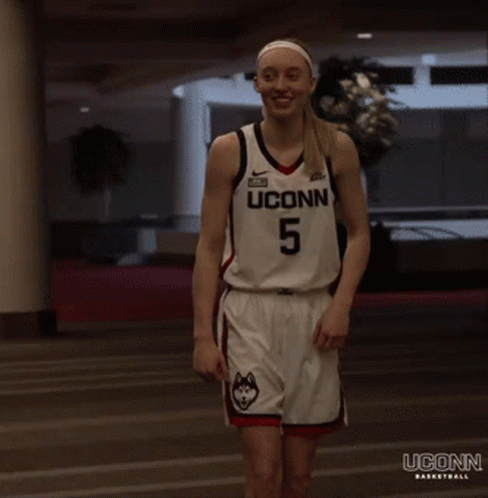 Woman in UConn Basketball Uniform Screaming