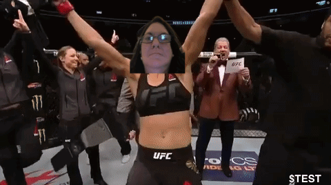 Woman in UFC Top Raising Hands