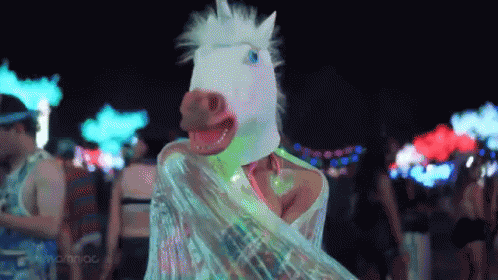 Woman In Unicorn Mask Dancing GIF