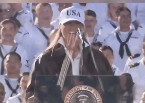 Woman In USA Hat At Podium GIF