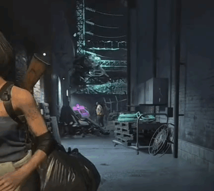 Woman in Video Game Holding Gun Over Shoulder