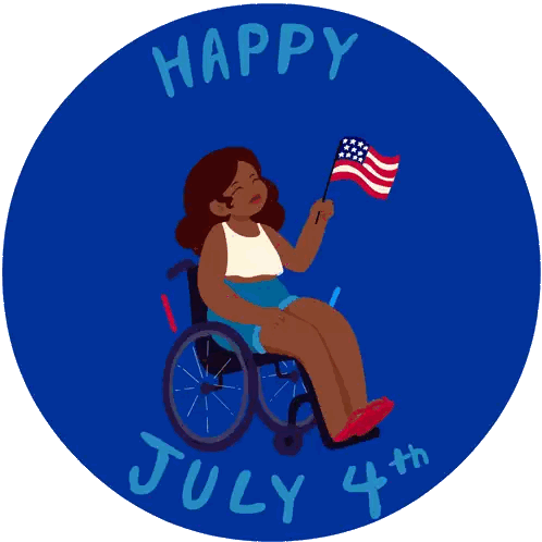 Woman In Wheelchair Holding American Flag