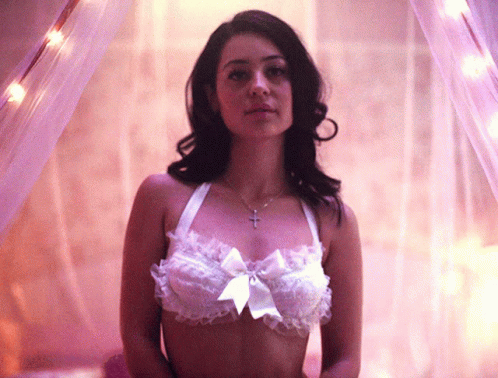 Woman in White Bra With Bow