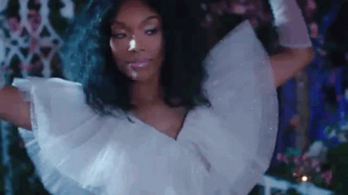 Woman In White Dress And Gloves Dancing GIF