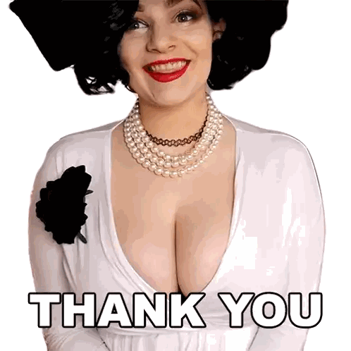 Woman in White Dress and Pearls Saying Thank You
