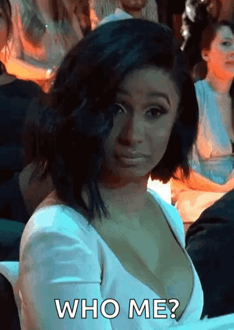 Woman In White Dress Asking Who Me GIF