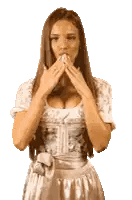 Woman in White Dress Blowing Kiss