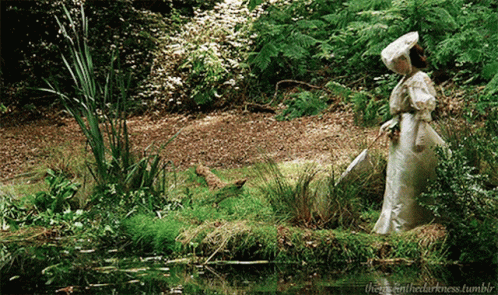 Woman in White Dress by River