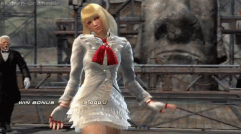 Woman in White Dress Dancing for 5000 Win Bonus