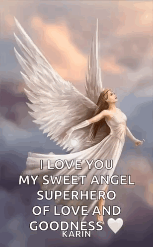 Woman In White Dress With Angel Wings Flying GIF