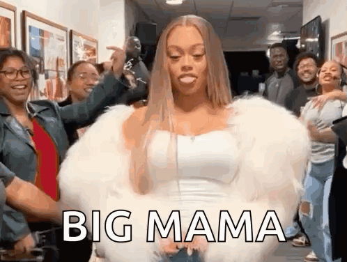 Woman In White Fur Coat Says Big Mama GIF