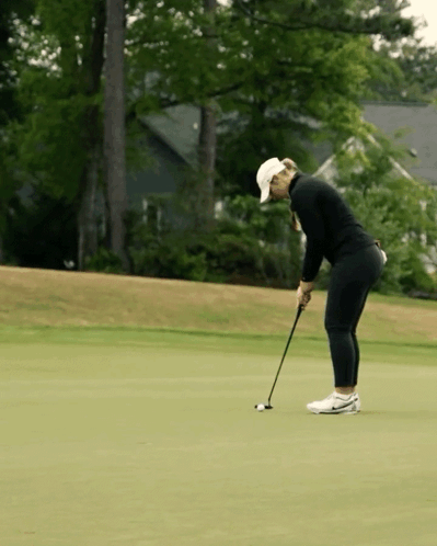 Woman In White Hat On Golf Course GIF