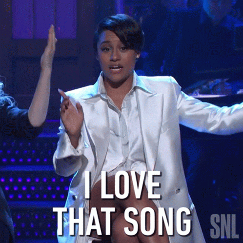 Woman In White Jacket Says I Love That Song GIF